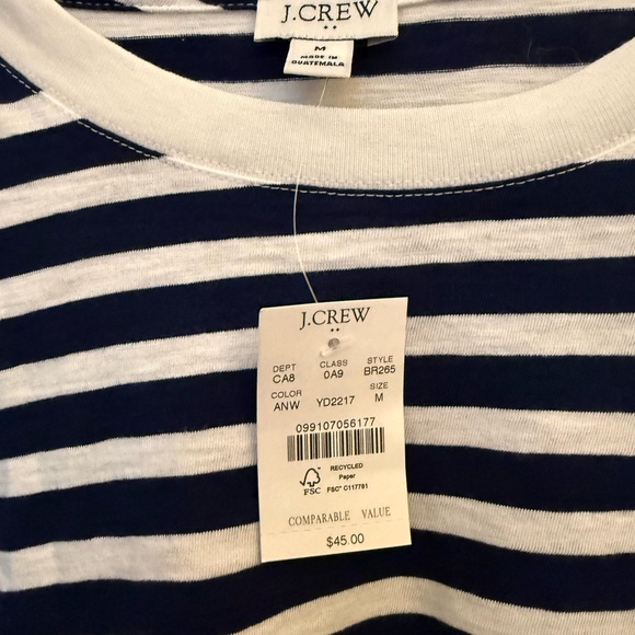 NWT! J. Crew Navy and Cream Striped Top - Picture 4 of 4